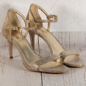 Michael Michael Kors Women's Simone Mid Sandals Color Silver/Sand Size 8